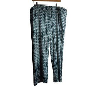 Emaline woman Black Blue abstract Sz 1X cropped pant elastic Waist